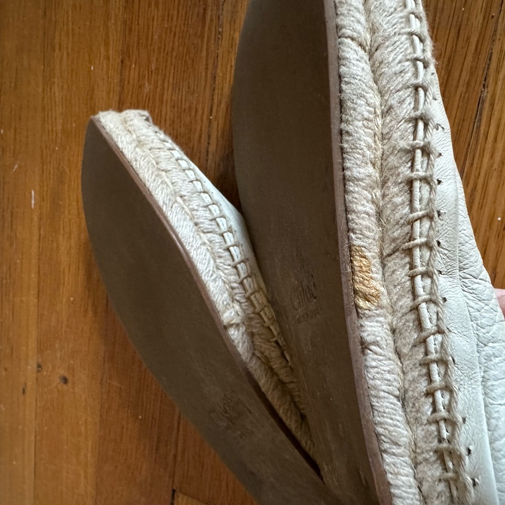 Chloe “Lucinda” White Leather Espadrilles - Picture 5 of 7